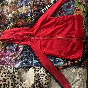 Red zip up jacket
